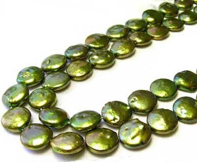 Dragonscale 2 Green Freshwater Coin Pearls 009449 - PremiumBead Primary Image 1