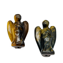 Load image into Gallery viewer, 2 Loving Carved Tigereye Guarding Angel Beads 009284TE | 21x14x8mm | Golden Brown
