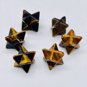 Kabbalah 2 Carved Tigereye Merkabah Star Beads 009288TE