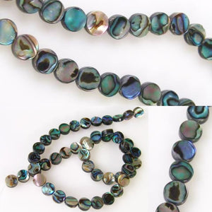 Natural Abalone Shell 8.5mm Coin Bead Strand (49 Beads) 109910 - PremiumBead Primary Image 1