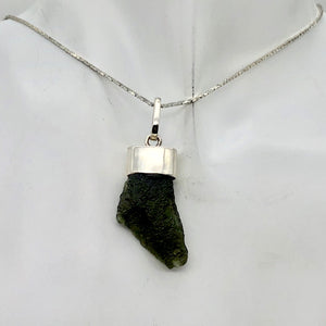 Blue Green Moldavite Sterling Silver Pendant 30x15x6mm | 1 5/8" long