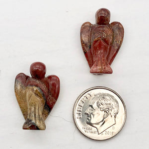 Hand Carved Brecciated Jasper Guardian Angel Figurine | 21x14x8mm | Red Brown