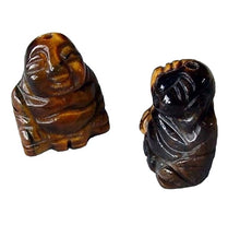 Load image into Gallery viewer, Namaste 2 Hand Carved Tiger&#39;s Eye Buddha Beads | 18.5x16x9.5mm | Golden Brown
