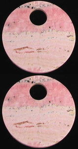 1 Natural Lacy Pink Rhodochrosite 50mm Pi Circle Pendant - PremiumBead Primary Image 1