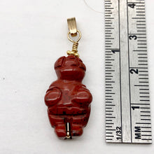 Load image into Gallery viewer, Carved Brecciated Jasper Goddess of Willendorf 14Kgf Pendant|1.38&quot; Long | Red | - PremiumBead Alternate Image 6
