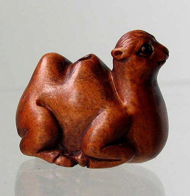 Carved Boxwood Resting Desert Camel Ojime/Netsuke Bead - PremiumBead Primary Image 1