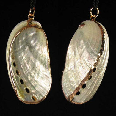Exotic! 24K Gold Embellished Shell Pendant! 9930A - PremiumBead Primary Image 1