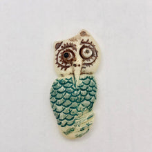 Load image into Gallery viewer, Waterbuffalo Bone Owl | 31.5x14x4.5mm | Green/Brown/Cream | 1 Bead - PremiumBead Alternate Image 4
