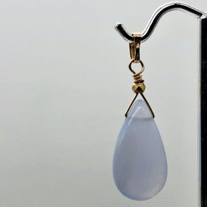 Blue Chalcedony Designer 14K Gold Filled Pendant | 24x12x6mm | 1 1/2" Long |