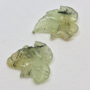 Hand Carved 2 Green Prehnite Leaf Beads W/Dendrites 10532F - PremiumBead Alternate Image 2