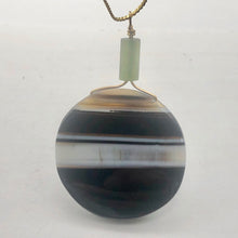 Load image into Gallery viewer, Sardonyx Jade 40mm Coin 14K Gold Filled Bead Pendant | Black | 2 1/4&quot; Long |
