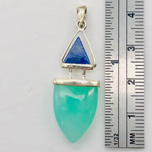 Load image into Gallery viewer, Lapis Lazuli Chrysoprase Sterling Silver Drop Pendant | 1 1/2&quot; Long| Green/Blue|
