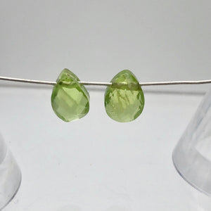 Peridot Faceted Briolette Beads Matched Pair | 2.4 cts each | Green | 9x6x5mm | - PremiumBead Alternate Image 4