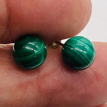 Load image into Gallery viewer, Malachite 8mm Sterling Silver Stud Ball Earrings | 8mm | Green | 1 Earrings
