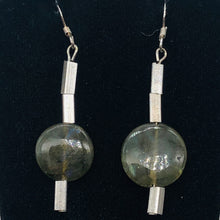 Load image into Gallery viewer, Unique Labradorite Disc and Sterling Silver Earrings 300015
