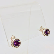 Load image into Gallery viewer, February 7mm Lab Amethyst &amp; Sterling Silver Earrings 9780Bb - PremiumBead Alternate Image 5
