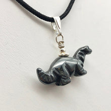 Load image into Gallery viewer, Hematite Diplodocus Dinosaur with Sterling Silver Pendant 509259HMS | 25x11.5x7.5mm (Diplodocus), 5.5mm (Bail Opening), 7/8&quot; (Long) | Grey - PremiumBead Alternate Image 2
