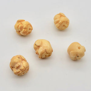 Oink 2 Hand Carved Piggy Boar Waterbuffalo Bone Beads | 18.5x14x12.5mm | Bone - PremiumBead Alternate Image 4