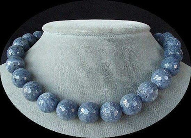 Faceted 14mm Blue Sponge Coral Beads 16
