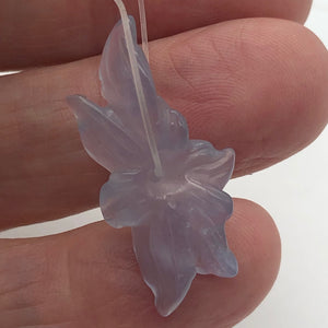 13.7cts Exquisitely Hand Carved Blue Chalcedony Flower Pendant Bead - PremiumBead Alternate Image 2