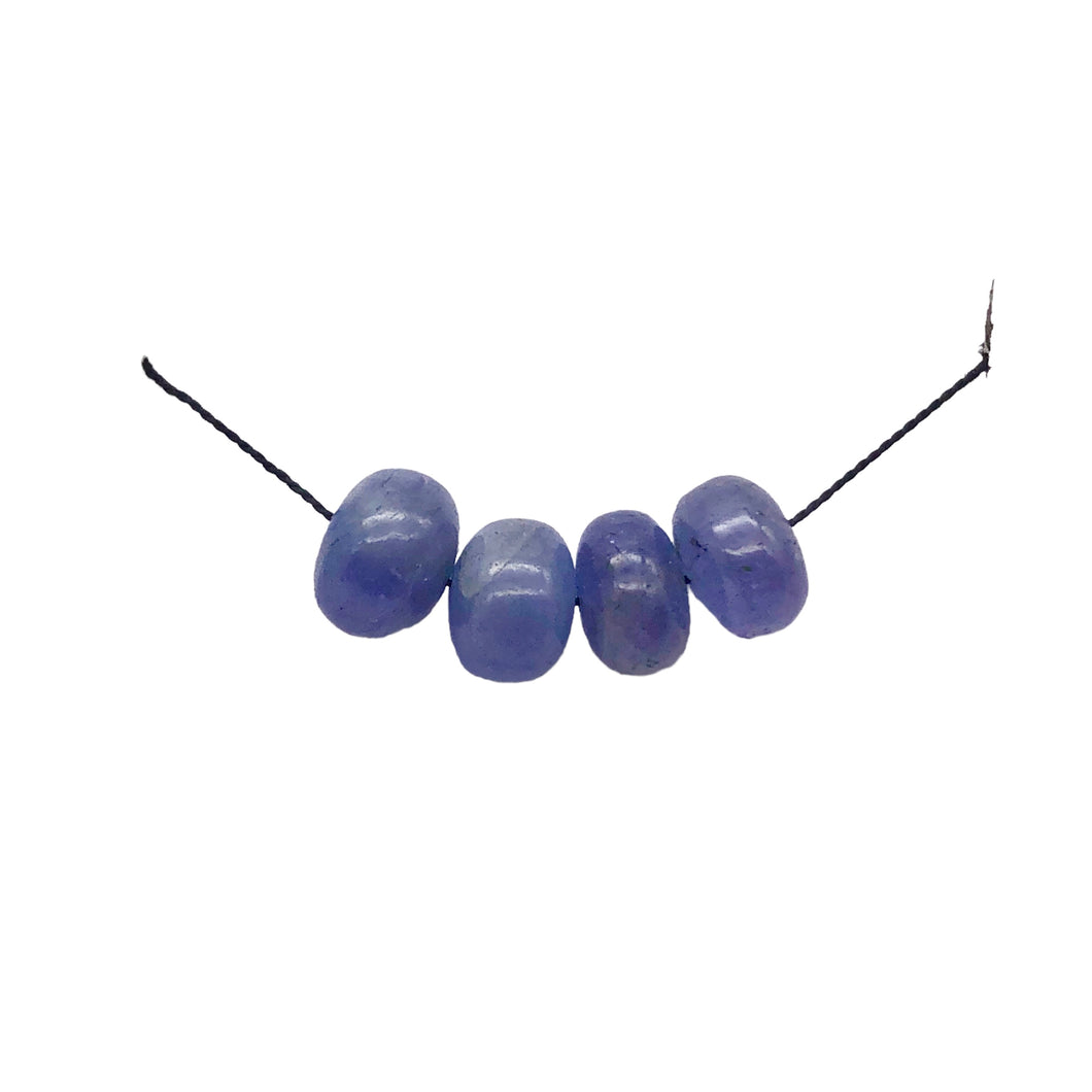 Rare Tanzanite Smooth Roundel Beads | 4 Beads | 6-6.9mm| Blue | ~ 6 cts | 10387A