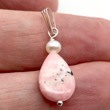 Load image into Gallery viewer, Rhodochrosite and Pearl Sterling Silver Pendant | 1 1/8 Inch Long | - PremiumBead Alternate Image 3
