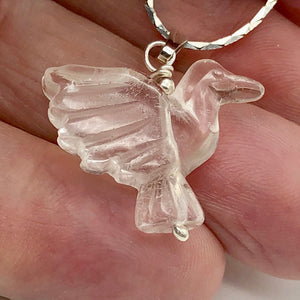 Quartz Dove Pendant Necklace | Semi Precious Stone Jewelry | Silver | 1 1/8" | - PremiumBead Alternate Image 3