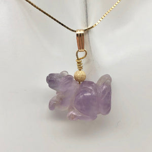 Amethyst Squirrel Pendant Necklace | Semi Precious Stone Jewelry | 14k Pendant - PremiumBead Alternate Image 3
