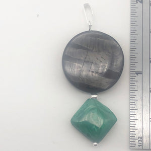 Hypersthene Bloodstone Pendant |1 7/8 inch long | Silver-black Green | Oval |