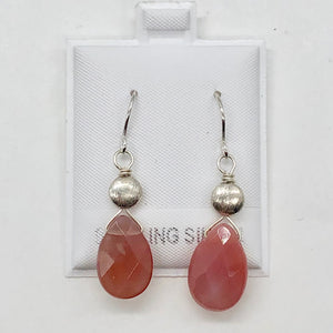 Botswana Sterling Silver Faceted Briolette Earrings | 1 1/2" Long | Peach |