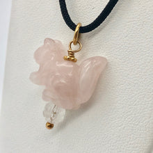 Load image into Gallery viewer, Rose Quartz Squirrel Pendant Necklace|Semi Precious Stone Jewelry|14k Pendant
