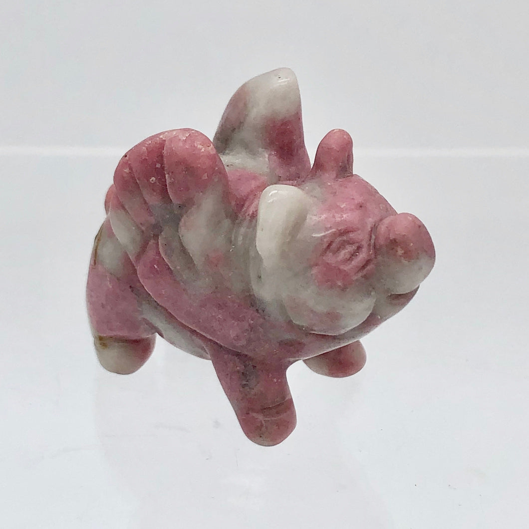 When Pigs Fly Rhodonite Winged Pig Figurine | 40x33x20mm | Pink/Grey | 34.5g - PremiumBead Primary Image 1