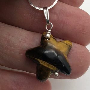 Tiger Eye Starfish Pendant Necklace | Semi Precious Stone | Silver Pendant | - PremiumBead Alternate Image 2