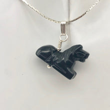 Load image into Gallery viewer, Black Stallion Obsidian Horse Pony Pendant with Silver Findings | 1&quot; Long - PremiumBead Alternate Image 3
