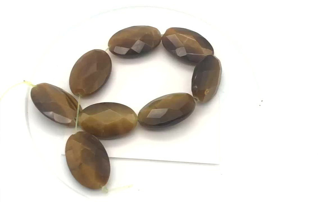 Exotic Perfectly Faceted Tigereye Half-Strand | 24x15x7 | Golden | Oval | 8 bds|
