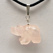 Load image into Gallery viewer, Roar! Hand Carved Natural Rose Quartz Bear Silver Pendant | 13x18x7mm (Bear), 5.5mm (Bail Opening), 1.5&quot; (Long) | Pink - PremiumBead Alternate Image 8
