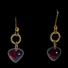 Load image into Gallery viewer, Heart-Shaped Garnet in Simple Elegant 22K Vermeil Earrings 310654
