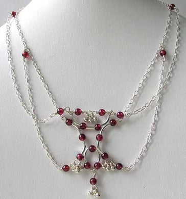 Dancer Round Red Rhodolite Garnet & Sterling Silver Choker Necklace 206636A - PremiumBead Primary Image 1