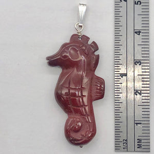 Mookaite Seahorse Sterling Silver Pendant | Semi Precious Stone Jewelry| 1 3/4"