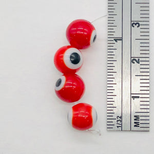 Lampwork Glass Eye 14" Strand Round | 8 mm | Red | 46 Beads |