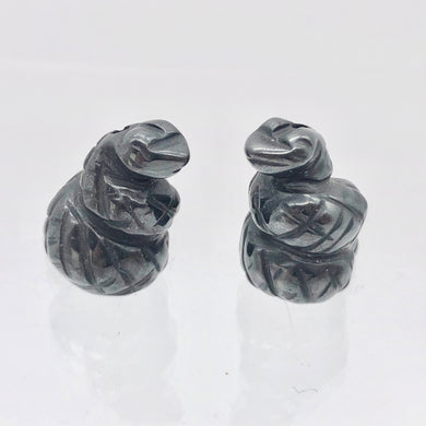 Charmer 2 Carved Hematite Snake Beads | 20.5x20x14mm | Silver Grey - PremiumBead Primary Image 1