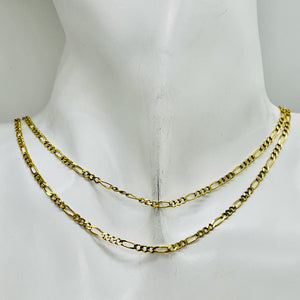 Italian! 10K Gold Figaro Link Chain 30" Necklace | 6.47g |
