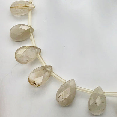 Shine! 6 Natural Faceted Rutilated Quartz Briolette Beads - PremiumBead Primary Image 1