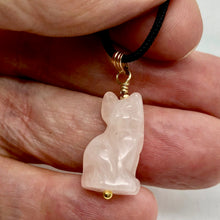 Load image into Gallery viewer, Rose Quartz Kitty Cat Pendant Necklace|Semi Precious Stone Jewelry|14k Pendant
