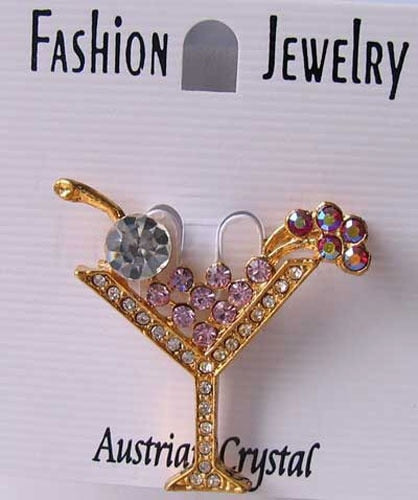 Cheer Shimmering Crystal Cosmopolitan Pin Brooch 10081A - PremiumBead Primary Image 1