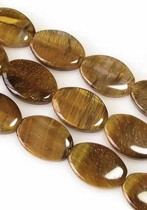 Golden Flat 15x10mm Oval Tigereye Bead Strand 110241A - PremiumBead Alternate Image 2