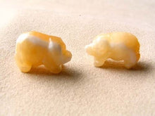 Load image into Gallery viewer, Unique Carved Yellow Calcite Piggies | 22x15x10mm | Yellow - PremiumBead Primary Image 1
