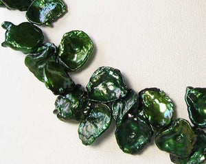 8 Designer Green 10 to 12mm Corn Flake Keishi Pearls 009062I - PremiumBead Primary Image 1