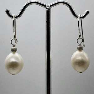 Pearl Dangle Sterling Silver Earrings |1.25" Long | Satin White |