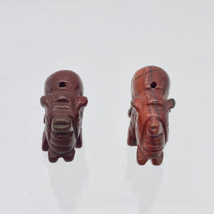 Wild 2 Hand Carved Brecciated Jasper Elephant Beads | 21x14.5x9mm | Red - PremiumBead Alternate Image 6